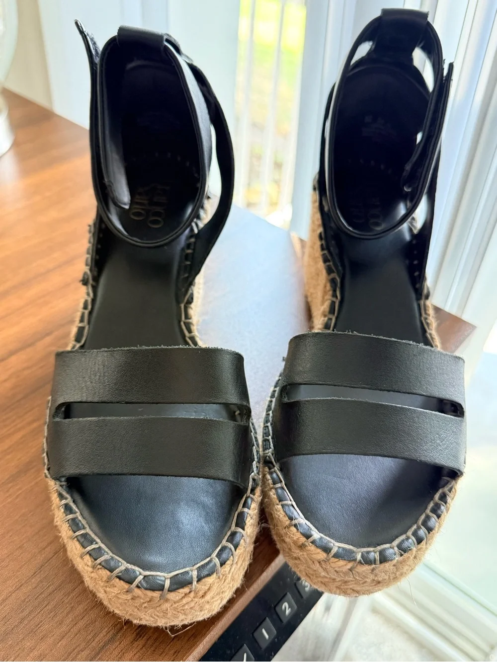 Black Espadrille Platform Sandals Franco Sarto excellent condition size 8